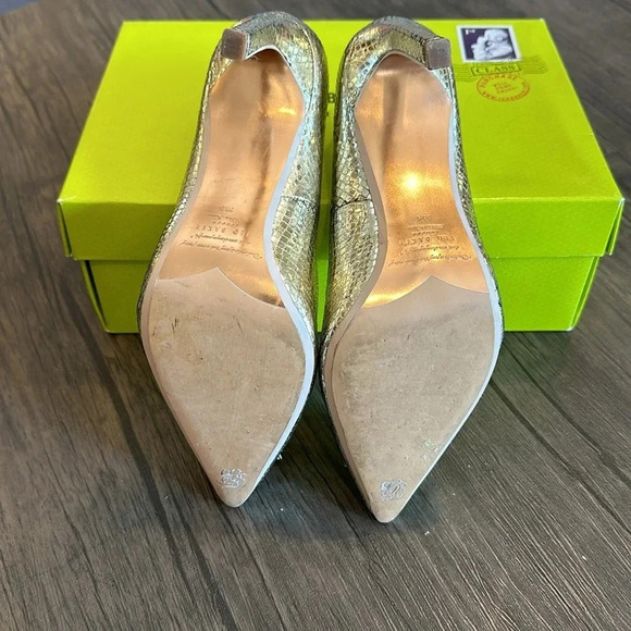 TED BAKER Elannam Snake Embrossed High Heel Brooch Shoe in Bronze Size 8 - Picture 3 of 10